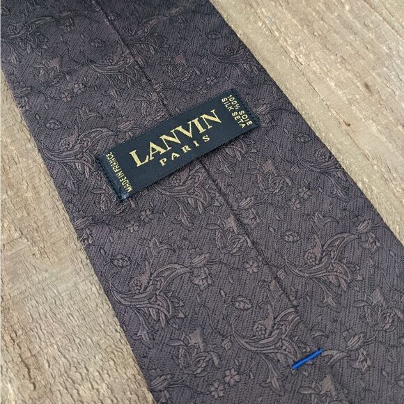Lavin Paris men's necktie in Brown silk with flower motif - Picture 4 of 6